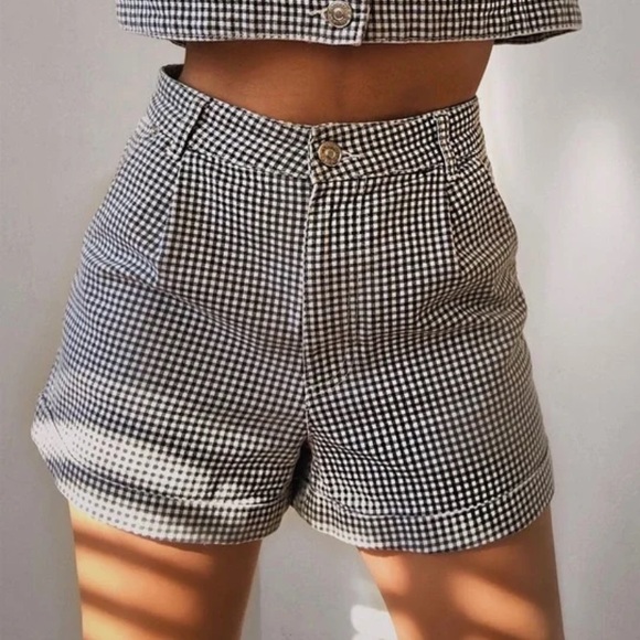 Zara Pants - ZARA denim checkered gingham shorts